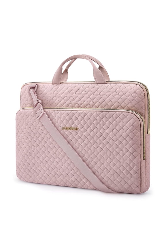 15.6"-16" Laptop Shoulder Bag Laptop Sleeve Case Compatible with MacBook Pro, HP, Dell, Acer Aspire, Asus Notebook, Shockproof Soft Padded Zipper Cover Carrying Computer Bag, Pink