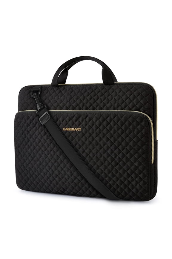 15.6"-16" Laptop Shoulder Bag Laptop Sleeve Case Compatible with MacBook Pro, HP, Dell, Acer Aspire, Asus Notebook, Shockproof Soft Padded Zipper Cover Carrying Computer Bag, Black