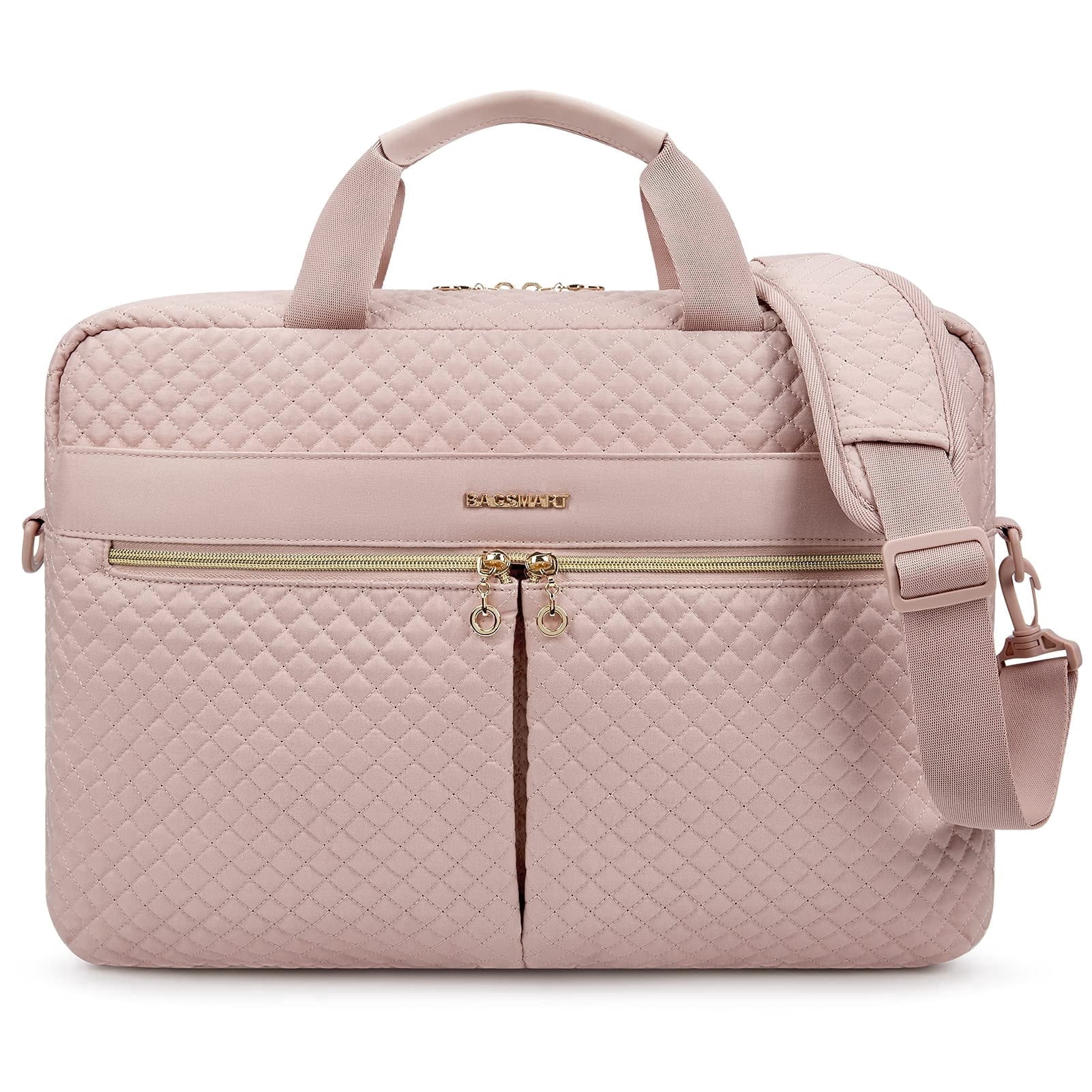 BAGSMART 17.3" Laptop Bag Briefcase, Computer Messenger Bag, Business Work Travel Laptop Shoulder Bag, Carrying Handbag Laptop Sleeve Case for Women & Men, Pink