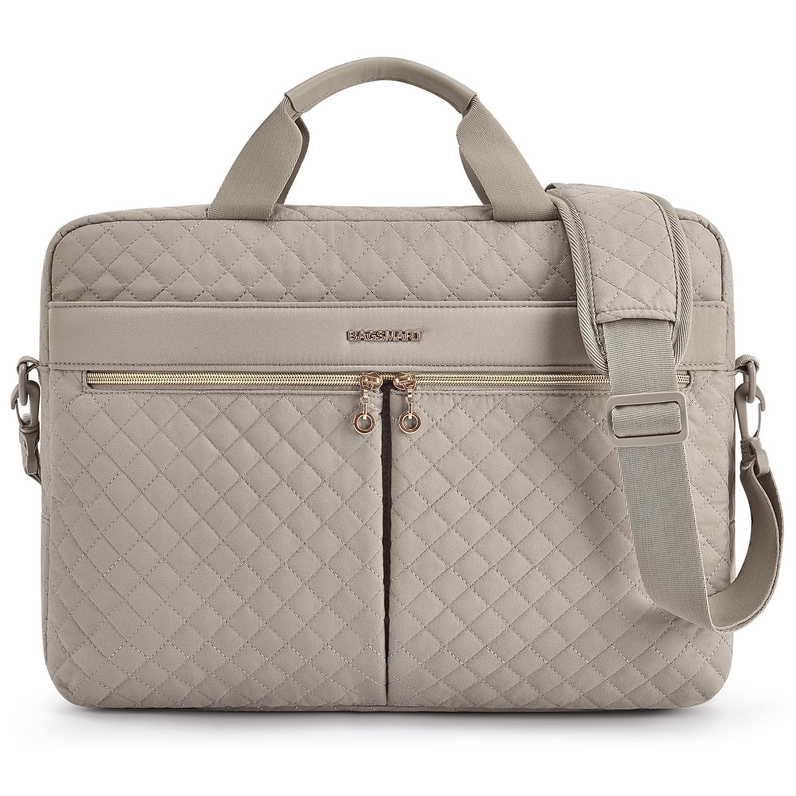 BAGSMART 17.3" Laptop Bag Briefcase, Computer Messenger Bag, Business Work Travel Laptop Shoulder Bag, Carrying Handbag Laptop Sleeve Case for Women & Men, Warm Gray