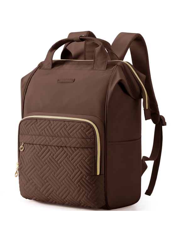 17" Laptop Backpack for Adults, College Bookbag Business Computer Casual Daypack for Work Trip Commuter, Upgraded Coffee Brown