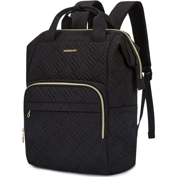 BAGSMART 17" Laptop Backpack for Unisex Adults, College Bookbag Business Computer Casual Daypack for Work Trip Commuter, Quilted Black