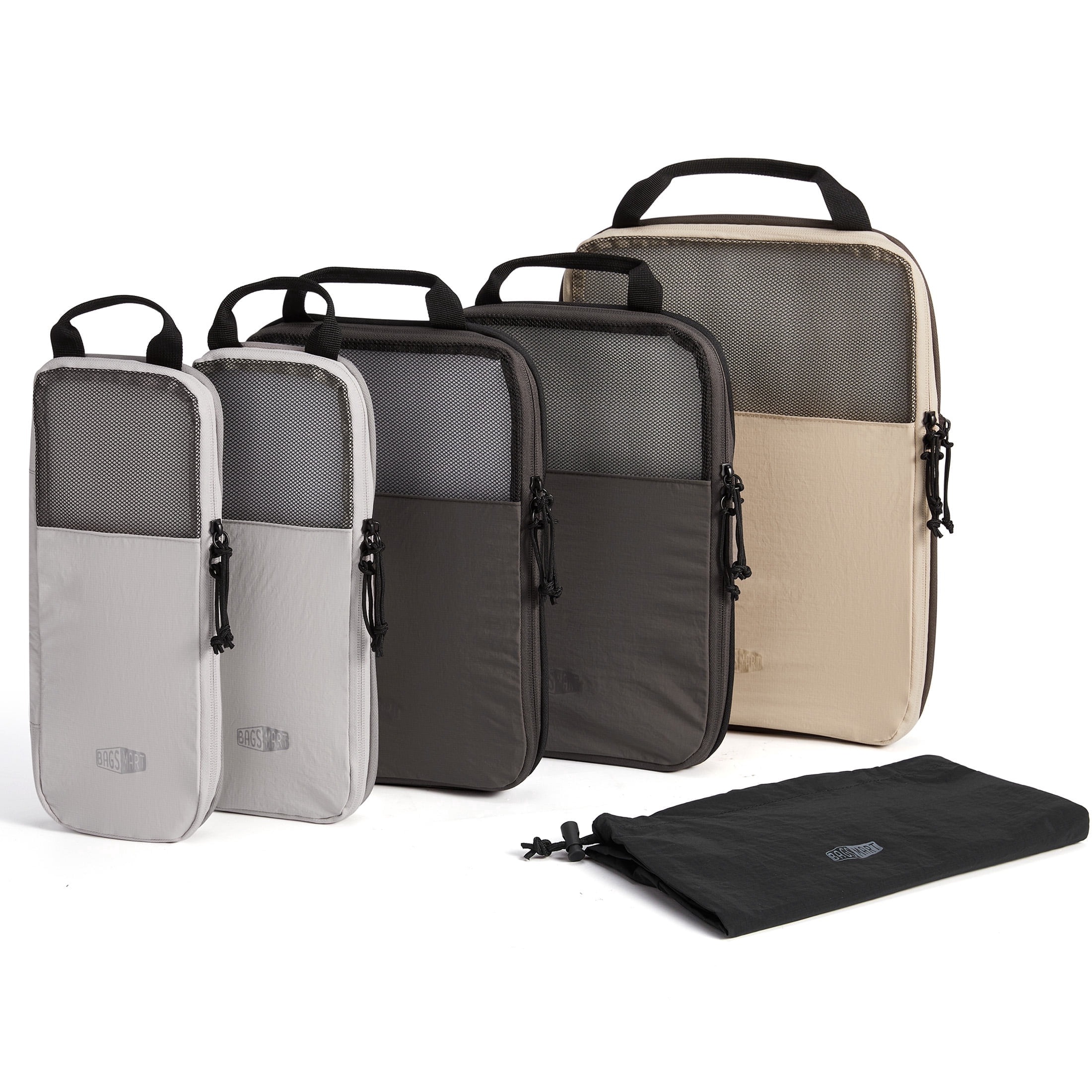 BAGSMART 6 Set Compression Packing Cubes for Travel, Expandable Luggage Packing Organizer Bags, Durable Space Saver Bags Travel Essentials, Multi-Color