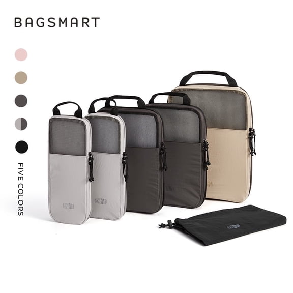 BAGSMART 6 Set Compression Packing Cubes for Travel, Expandable Luggage Packing Organizer Bags, Durable Space Saver Bags Travel Essentials, Multi-Color