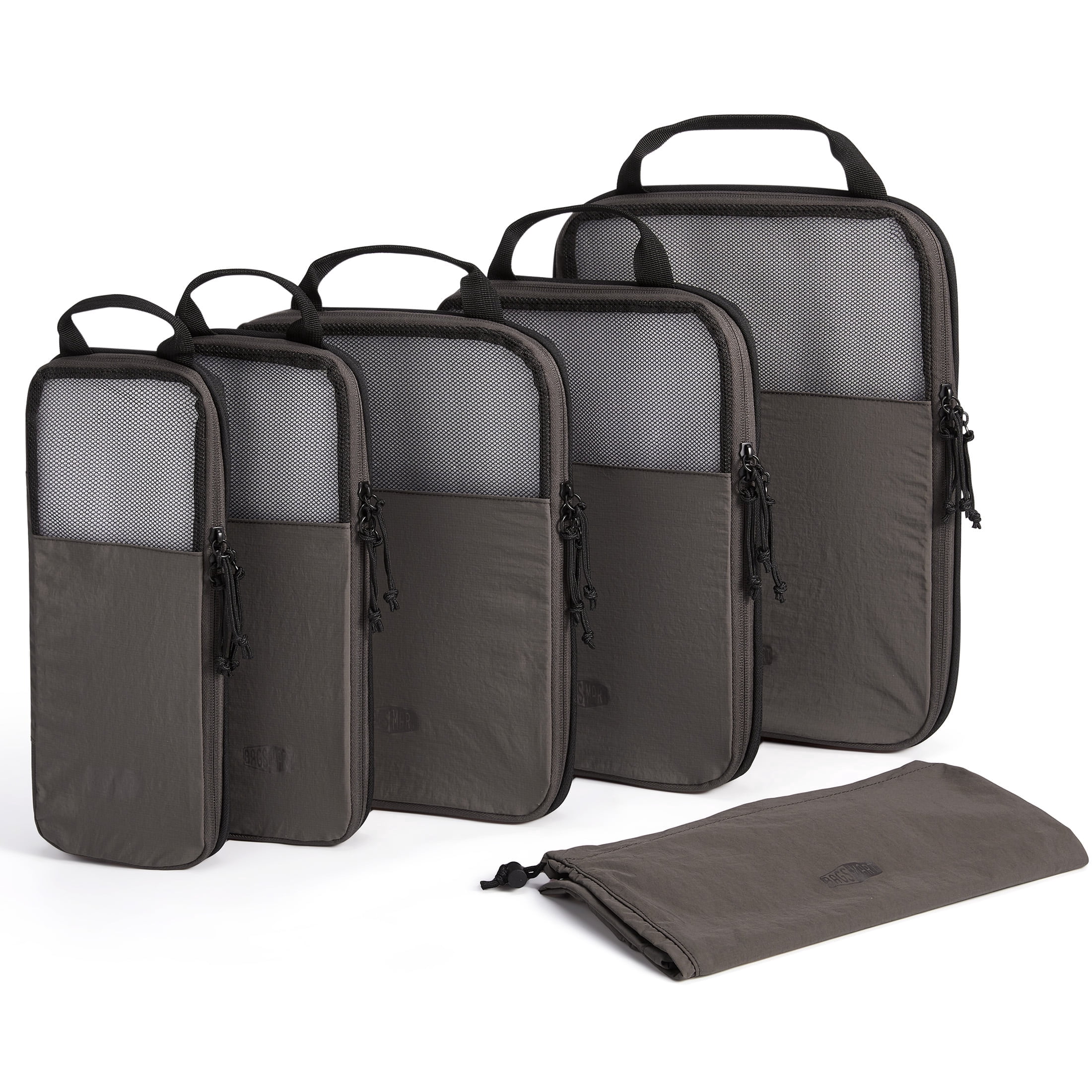BAGSMART 6 Set Compression Packing Cubes for Travel, Expandable Luggage Packing Organizer Bags, Durable Space Saver Bags Travel Essentials, Brown
