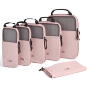 BAGSMART 6 Set Compression Packing Cubes for Travel, Expandable Luggage Packing Organizer Bags, Durable Space Saver Bags Travel Essentials, Pink