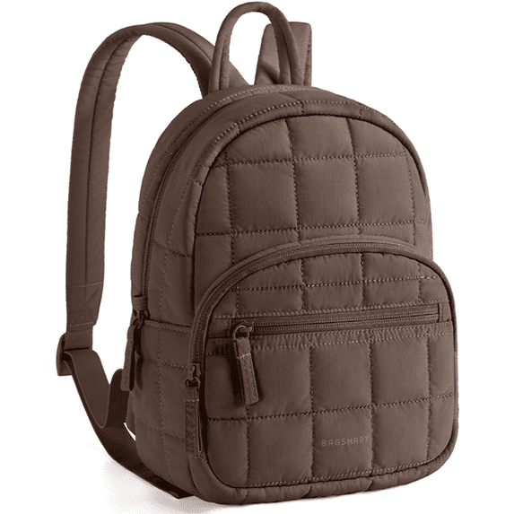 BAGSMART Backpack Purses for Women,Lightweight Quilted Mini Backpack,Water-resistant Puffer Small Daily Backpack Fashion Bookbag, Coffee