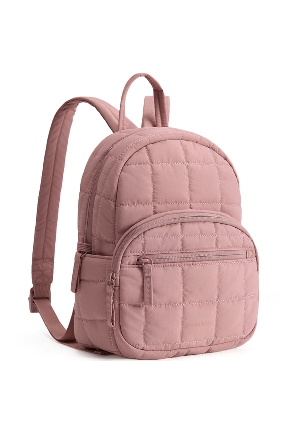 Backpack Purses for Women,Lightweight Quilted Mini Backpack,Water-resistant Puffer Small Daily Backpack Fashion Bookbag, Dark Pink
