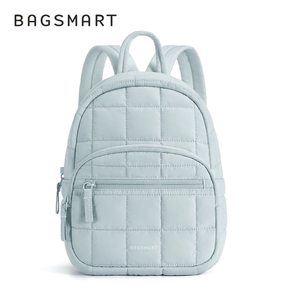 BAGSMART Backpack Purses for Women,Lightweight Quilted Mini Backpack,Water-resistant Puffer Small Daily Backpack Fashion Bookbag, Light Blue