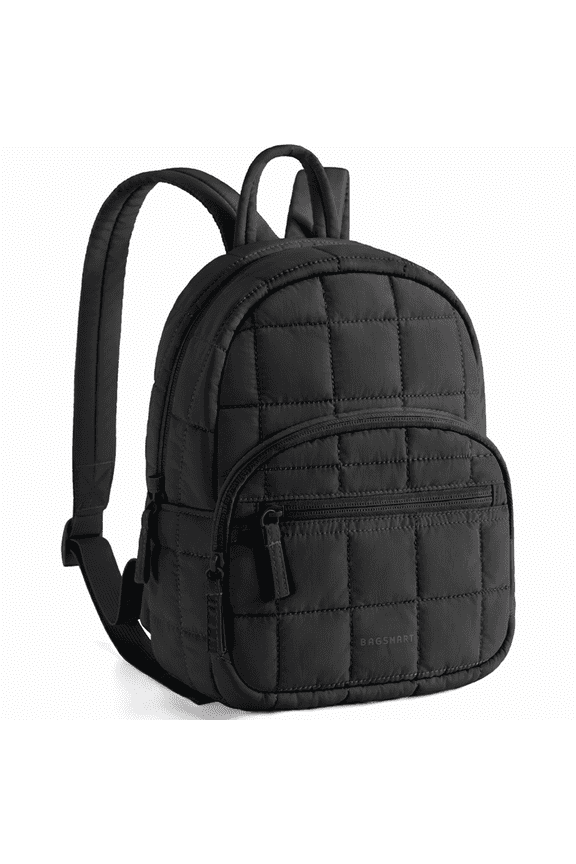 Backpack Purses for Women,Lightweight Quilted Mini Backpack,Water-resistant Puffer Small Daily Backpack Fashion Bookbag, Black