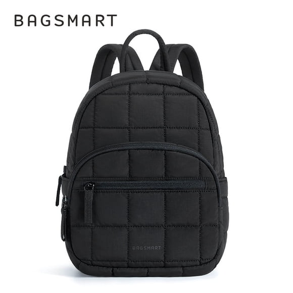 BAGSMART Backpack Purses for Women,Lightweight Quilted Mini Backpack,Water-resistant Puffer Small Daily Backpack Fashion Bookbag, Black