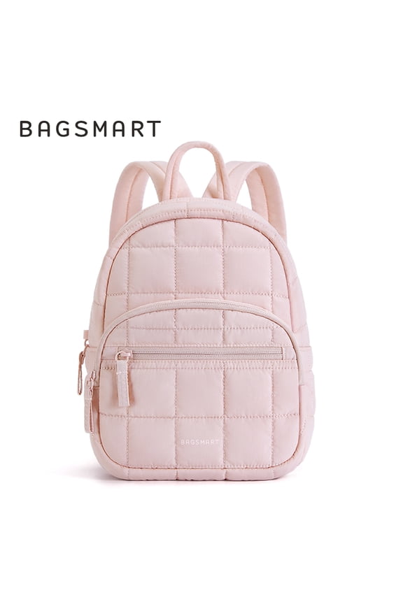 Backpack Purses for Women,Lightweight Quilted Mini Backpack,Water-resistant Puffer Small Daily Backpack Fashion Bookbag, Pink