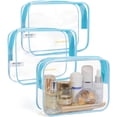 thumbnail image 1 of BAGSMART Clear Toiletry Bag, 3 Packs TSA Approved Water resistant Quart Size Travel Organizer, Airport Airline Travel Essential Carry On Makeup Cosmetic Bags for Women, Blue, 1 of 5