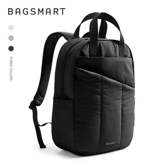 BAGSMART College Laptop Backpack, 15.6 Inch Travel Backpack Airline Approved, Casual Daily Backpack, Lightweight College Bookbag for Women Men, Black