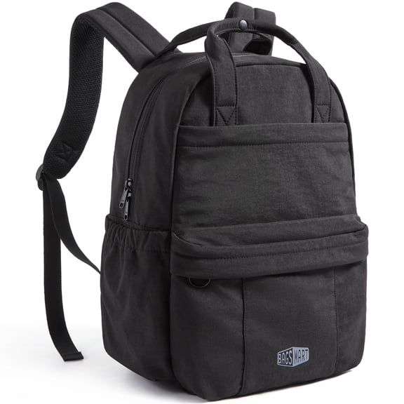 BAGSMART Lightweight Unisex Casual Backpack, Water-Resistant Daypack Bookbag for 14-15 Inch Laptop, Travel Work Commuter, Black