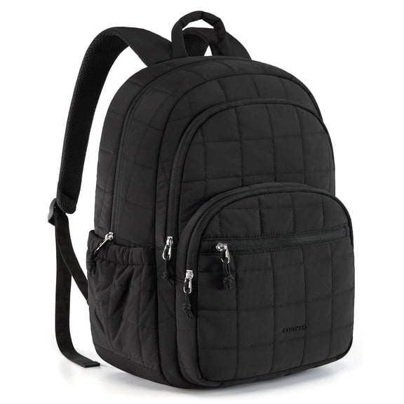 BAGSMART College Backpack, Lightweight Bookbag with 15.6 inch Laptop Compartment, Casual Daypack for Travel Work Commuter, Black