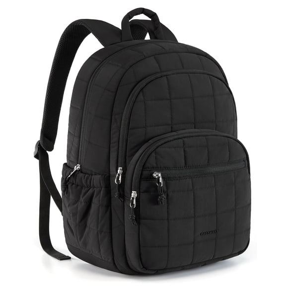 BAGSMART College Backpack, Lightweight Bookbag with 15.6 inch Laptop Compartment, Casual Daypack for Travel Work Commuter, Black