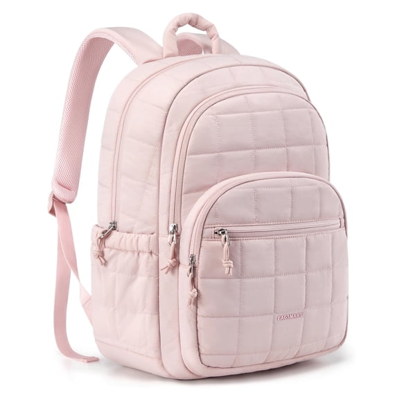 BAGSMART College Backpack, Lightweight Bookbag with 15.6 inch Laptop Compartment, Casual Daypack for Travel Work Commuter, Pink