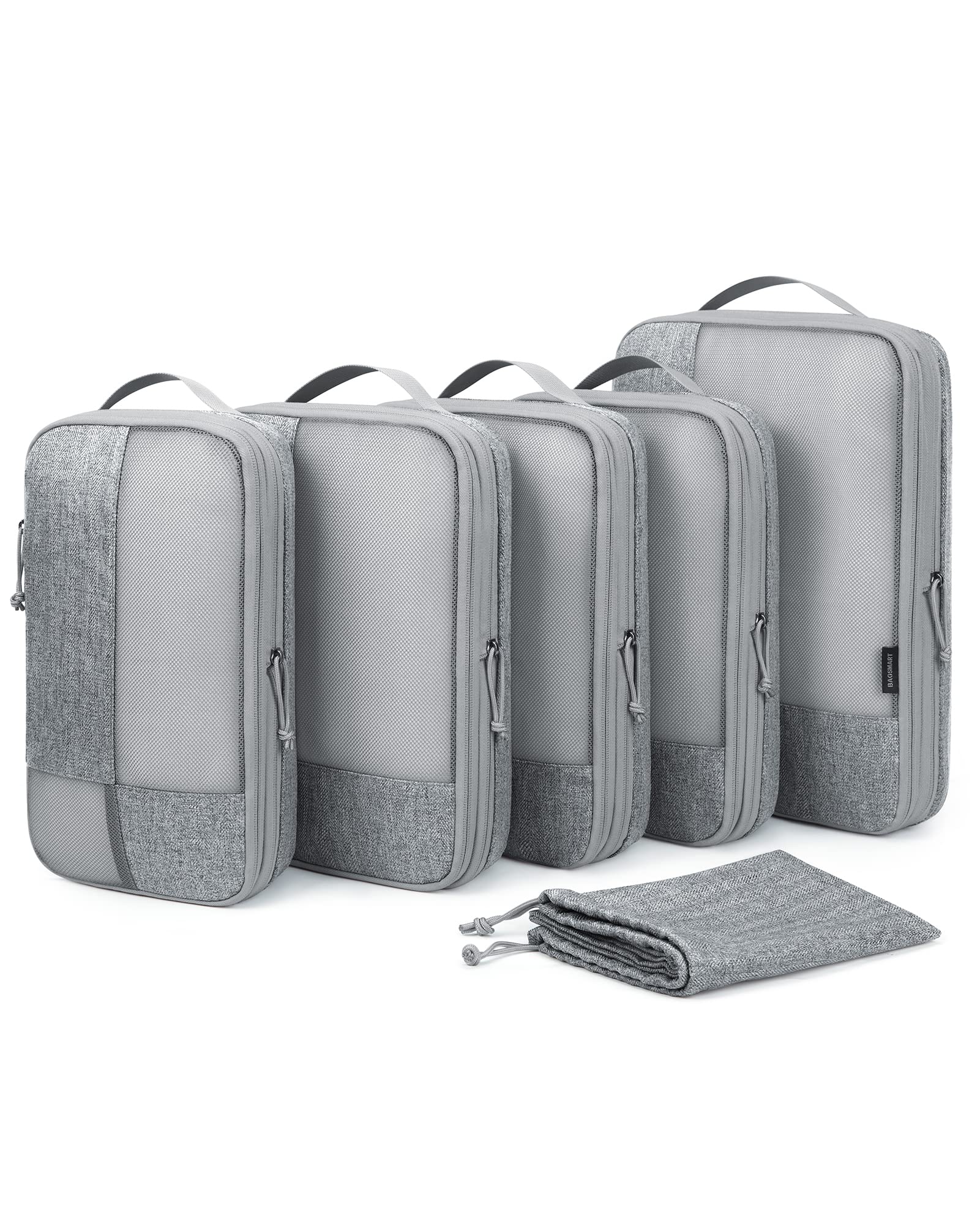 InterDesign Water Resistant Travel Packing Cubes, Gray/Teal (Set of 3