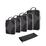 BAGSMART Compression Packing Cubes for Travel, Compressible Packing Cubes for Carry On Suitcase, Lightweight Travel Essentials 6-Pack 1L+2M+2S+1Shoe Bag,Black