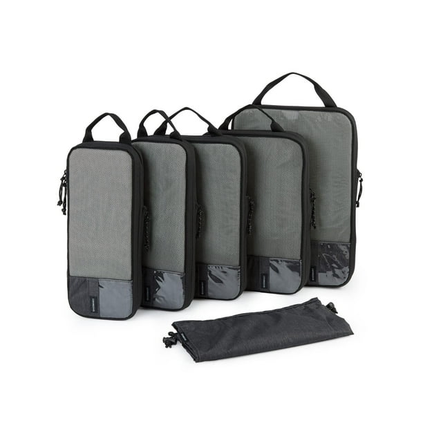 BAGSMART Compression Packing Cubes for Travel Luggage 6 Pcs Expandable Packing Organizers Foldable Lightweight Suitcase Storage Bags for Travel Accessories Women Men Black Walmart Business Supplies