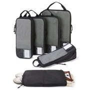 BAGSMART Compression Packing Cubes for Travel Luggage, 6 Pcs Expandable Packing Organizers Foldable Lightweight Suitcase Storage Bags for Travel Accessories, Women Men, Black