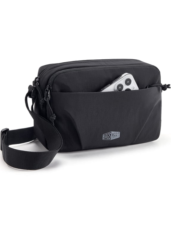 Crossbody Bag, Everyday Carry Shoulder Bag, Travel Handbag Purse with Adjustable Straps, Black