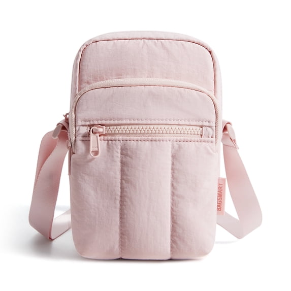 BAGSMART Crossbody Cell Phone Bag, Casual Shoulder Purse Bag with Adjustable Strap for Everyday Carry, Pink