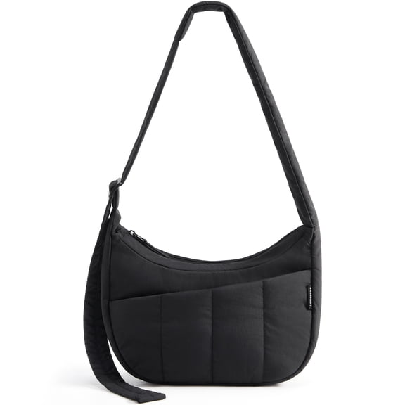 BAGSMART Puffy Crossbody Bag for Daily Use, Lightweight Shoulder Handbag Underarm Pouch with Adjustable Straps, Black