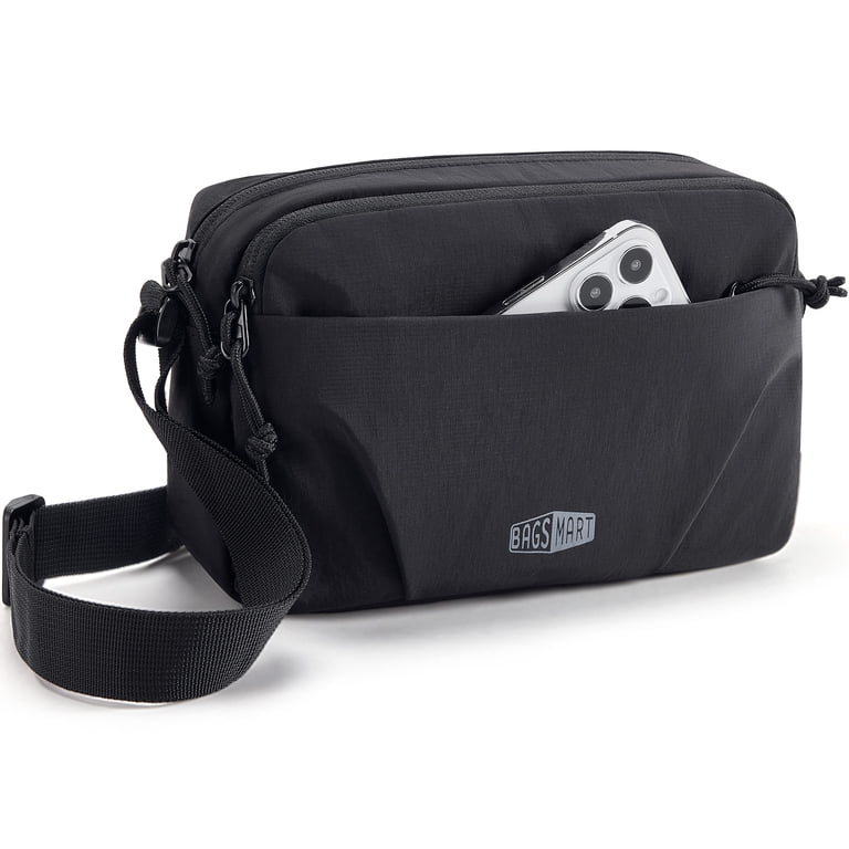 black crossbody travel bag Men sling Lightweight Casual Daypack Crescent Bag WITZMAN credit/debit cards Womens Medium Crossbody Purse