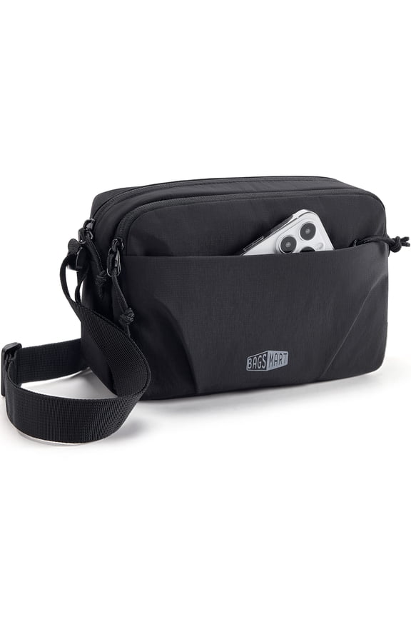 Crossbody Bag, Everyday Carry Shoulder Bag, Travel Handbag Purse with Adjustable Straps, Black