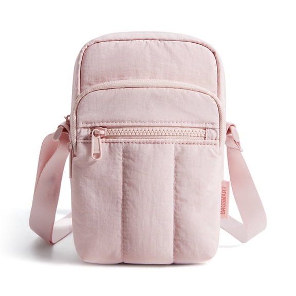 BAGSMART Crossbody Cell Phone Bag, Casual Shoulder Purse Bag with Adjustable Strap for Everyday Carry, Pink