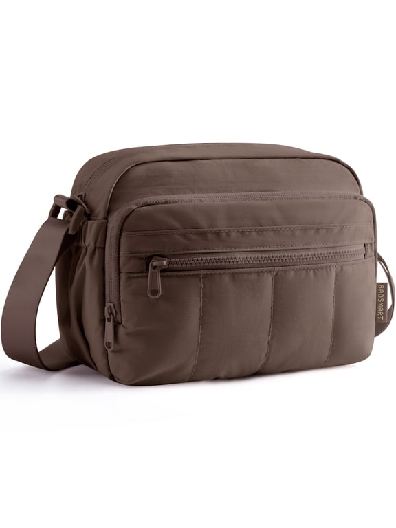 Crossbody Bags for Women Travel Purse, Medium Quilted Puffy cross body bag, Handbags Shoulder Purses, Coffee