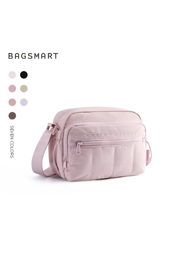 Crossbody Bags for Women Travel Purse, Medium Quilted Puffy cross body bag, Handbags Shoulder Purses, Pink