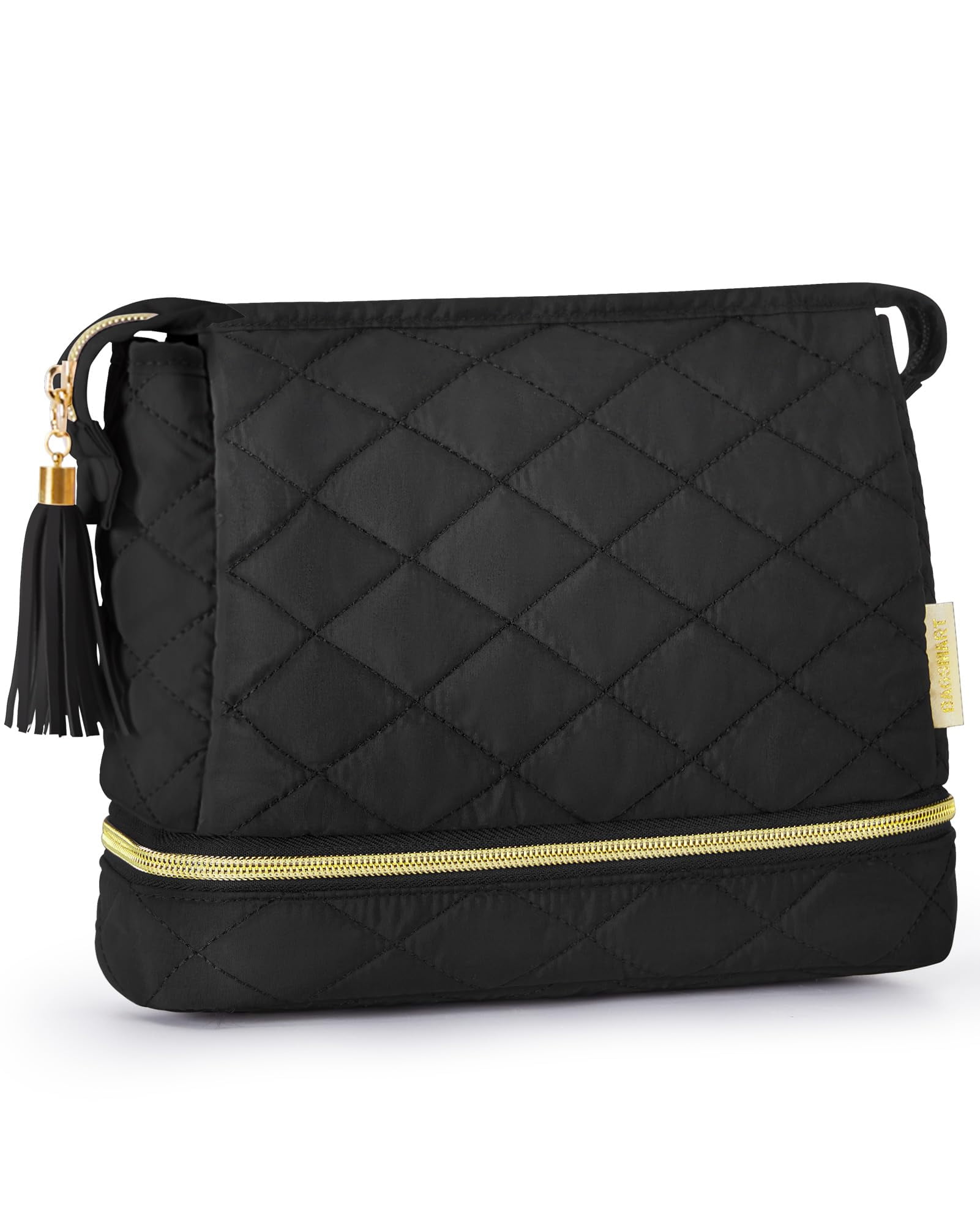 BAGSMART Double Layer Makeup Bag Cosmetic Pouch Large Capacity Travel