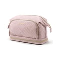 thumbnail image 1 of BAGSMART Double Layer Makeup Bag Travel Toiletry Bag Cosmetic Organizer Zipper Pouch for Lipsticks Electonic Accessories, Waterproof Portable, Multifunction, Pink, 1 of 7