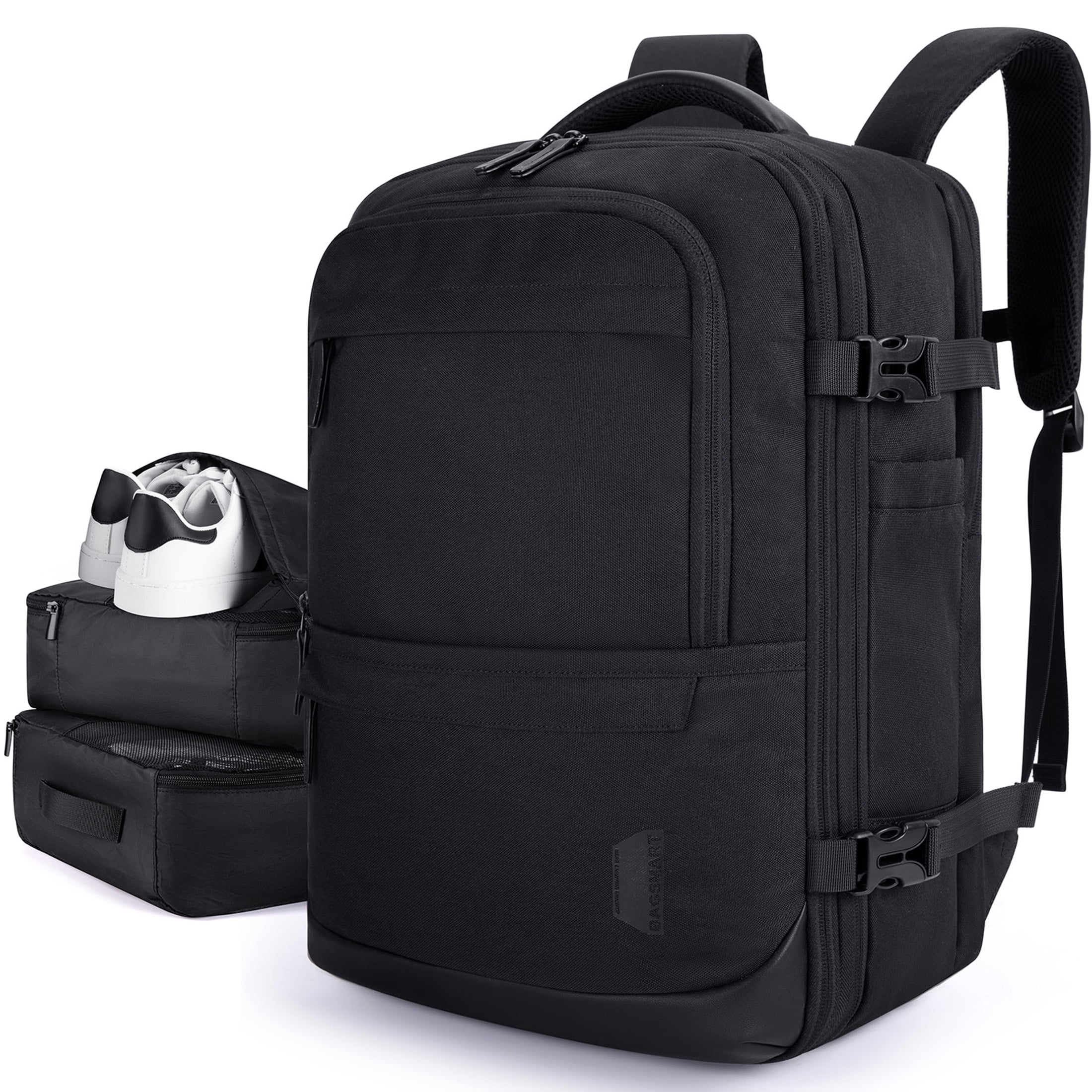 BAGSMART Extra Larger 40L Travel Backpack Expandable Business Backpack with Packing Cubes, Airline Approved Carry On Luggage Backpack Fit 17" Laptop, Waterproof College Daypack with Shoe Bag, Black