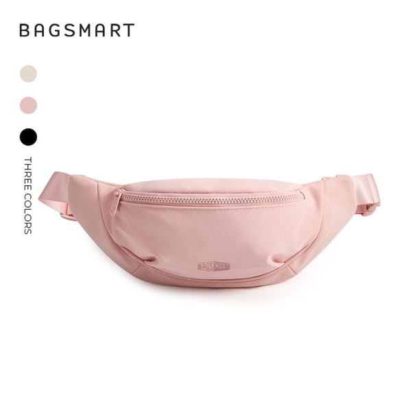 BAGSMART Fanny Packs for Women Men, Casual Waist Pack Crossbody Belt Bag for Running Workout Traveling Hiking, Pink