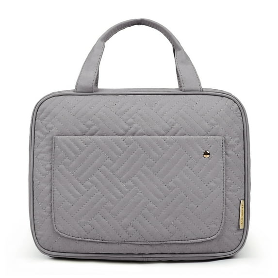 BAGSMART Full Size Toiletry Bag, Makeup Cosmetic Bag with Hanging Hook, Water-resistant Travel Organizer Bag for Women & Men, Gray