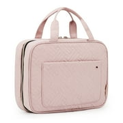 BAGSMART Full Size Toiletry Bag, Makeup Cosmetic Bag with Hanging Hook, Water-resistant Travel Organizer Bag for Women & Men, Pink