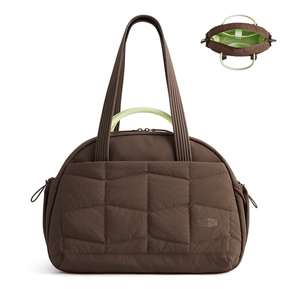 BAGSMART TRINI Duffle Bag, Large Weekender Gym Bag for Women 15.6 Inch Laptop Travel Tote with Wet Pocket Underseat Approved, Coffee Brown