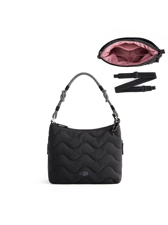SOUND Shoulder Bag, Lightweight Crossbody Bag Water-Resistant Handbag with Adjustable Strap for Casual Daily Commute, Black