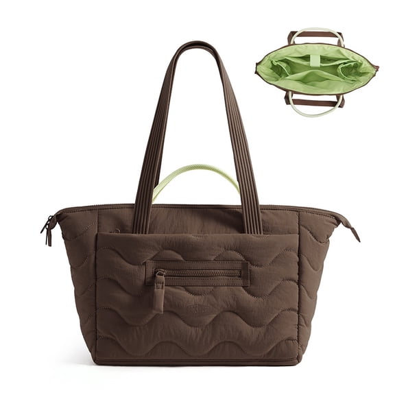 BAGSMART SOUND Tote Bag, Large Shoulder Bag with Laptop Compartment, Water-Resistant Lightweight Padded Handbag for Commute Work Travel, Coffee Brown