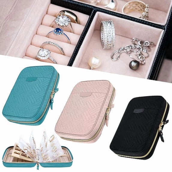 BAGSMART Jewelry Travel Organizer Case for Home Jewelry Organizer Storage Ring Binder Clear Bags Zipper Rolls Pouch for Necklaces