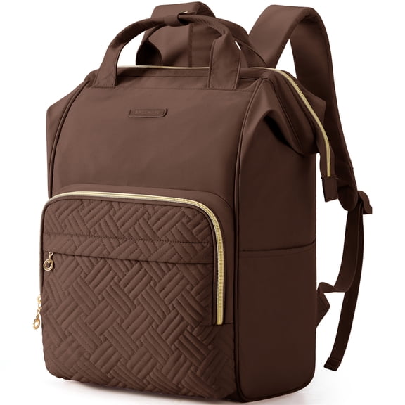 BAGSMART 17" Laptop Backpack for Adults, College Bookbag Business Computer Casual Daypack for Work Trip Commuter, Upgraded Coffee Brown