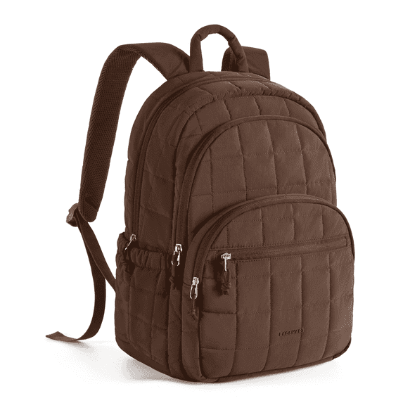BAGSMART College Backpack, Lightweight Bookbag with 15.6 inch Laptop Compartment, Fashion Daypack for Casual Work Commuter Coffee Brown