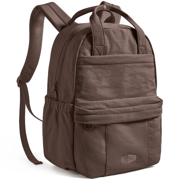 BAGSMART Lightweight Unisex Casual Backpack, Water-Resistant Daypack Bookbag for 14-15 Inch Laptop, Travel Work Commuter, Coffee