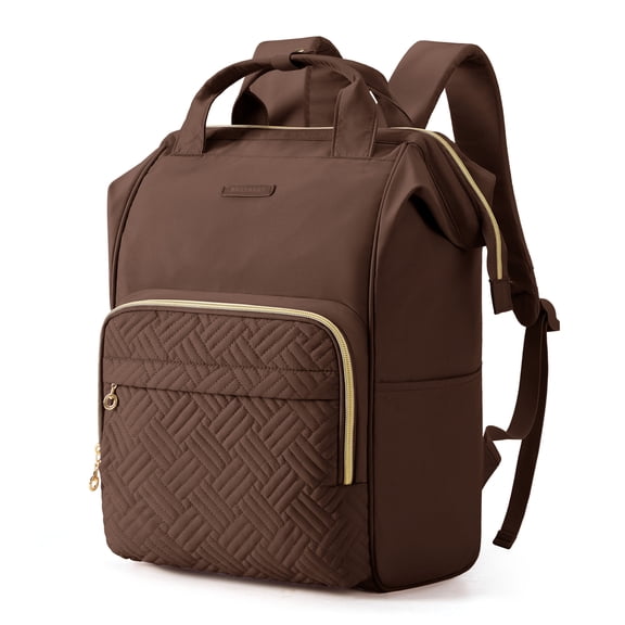 BAGSMART 17" Laptop Backpack for Adults, College Bookbag Business Computer Casual Daypack for Work Trip Commuter, Upgraded Coffee Brown