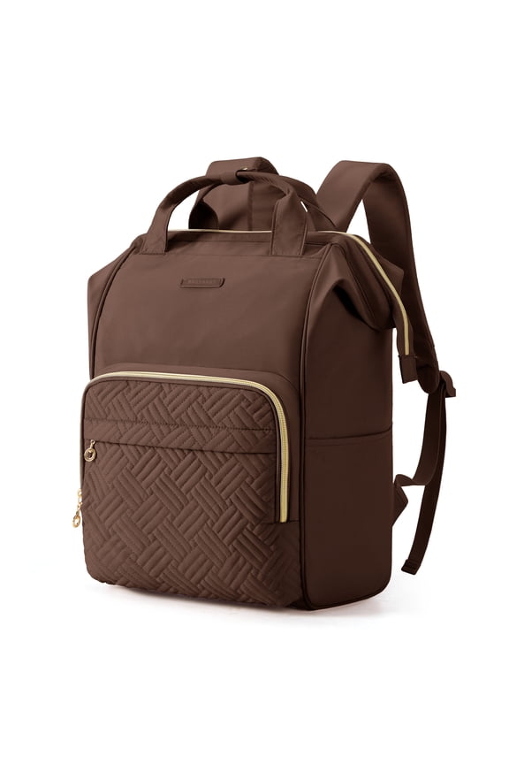 17" Laptop Backpack for Adults, College Bookbag Business Computer Casual Daypack for Work Trip Commuter, Upgraded Coffee Brown