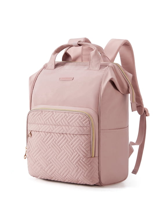 17" Laptop Backpack for Adults, College Bookbag Business Computer Casual Daypack for Work Trip Commuter, Upgraded Pink
